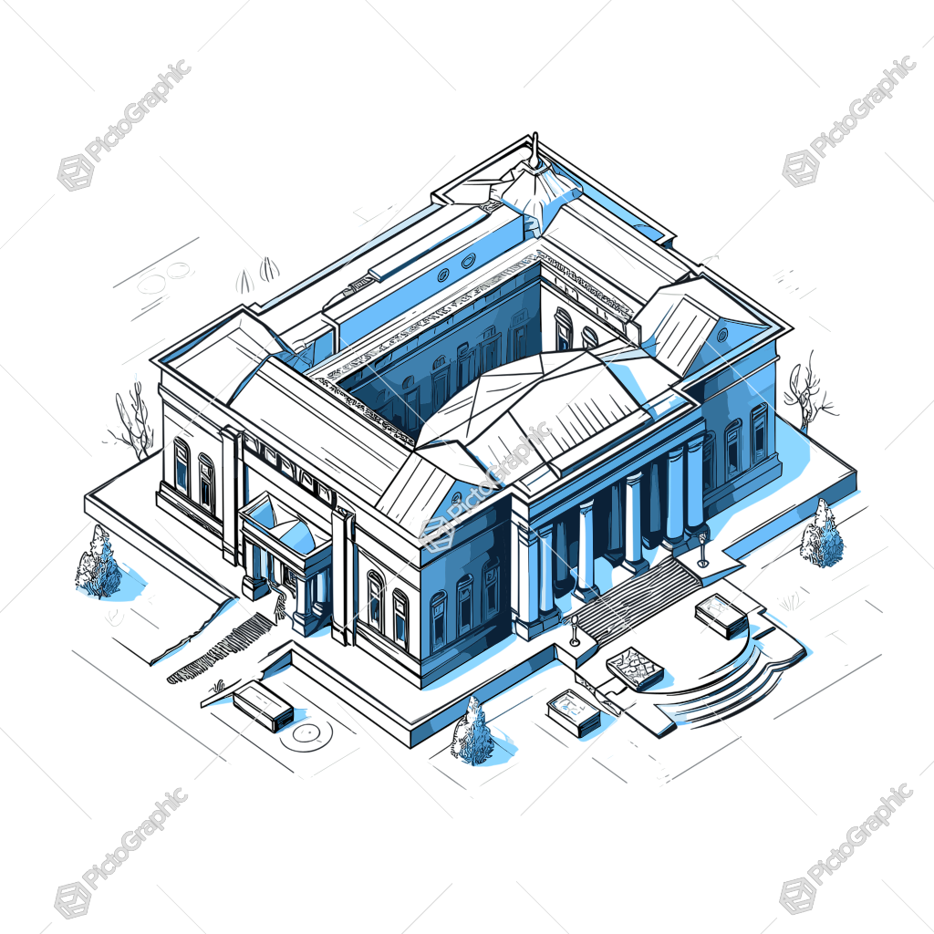 Stylized illustration of a classic building.