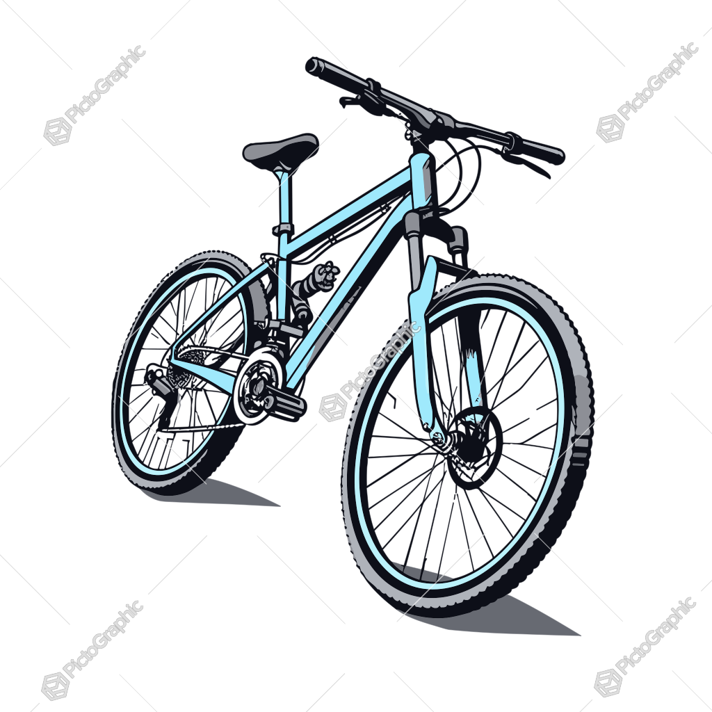 A stylized graphic of a mountain bike.