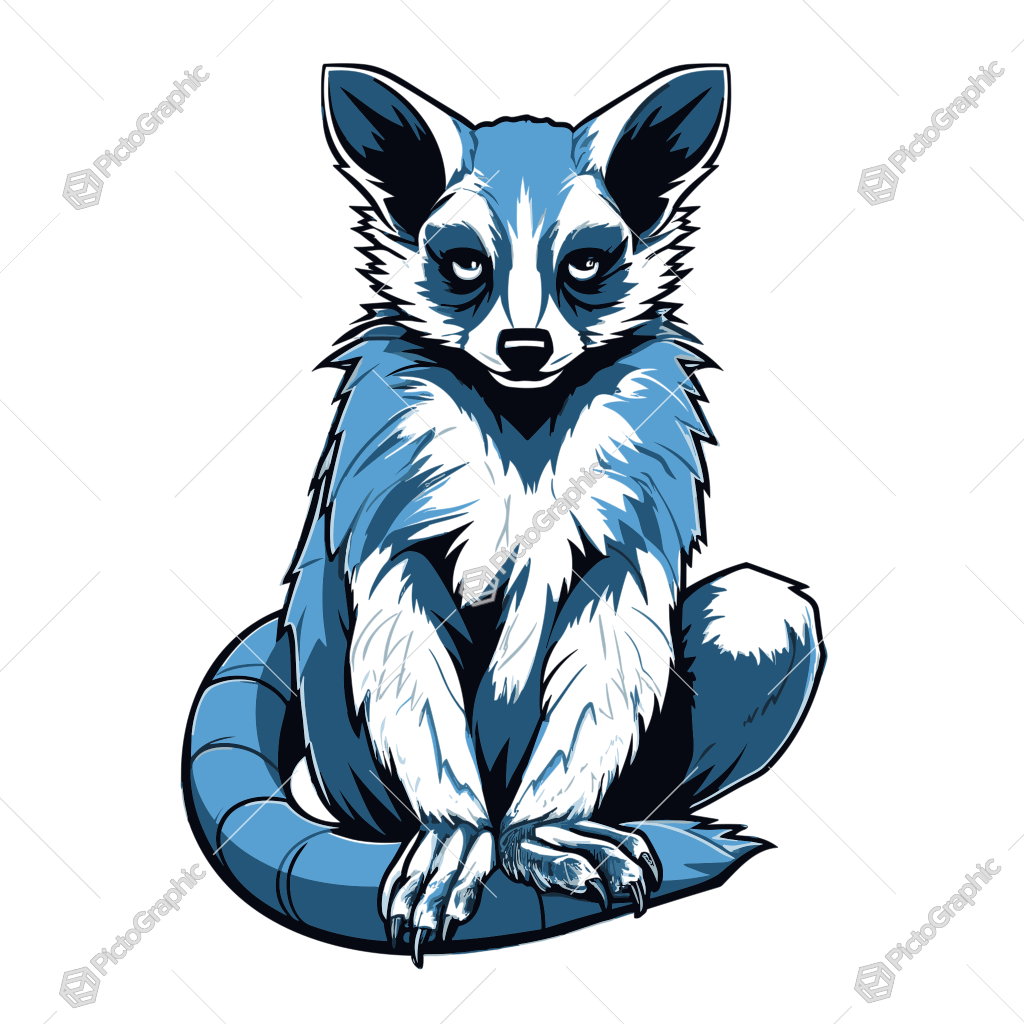 Stylized blue and black illustration of a fox.