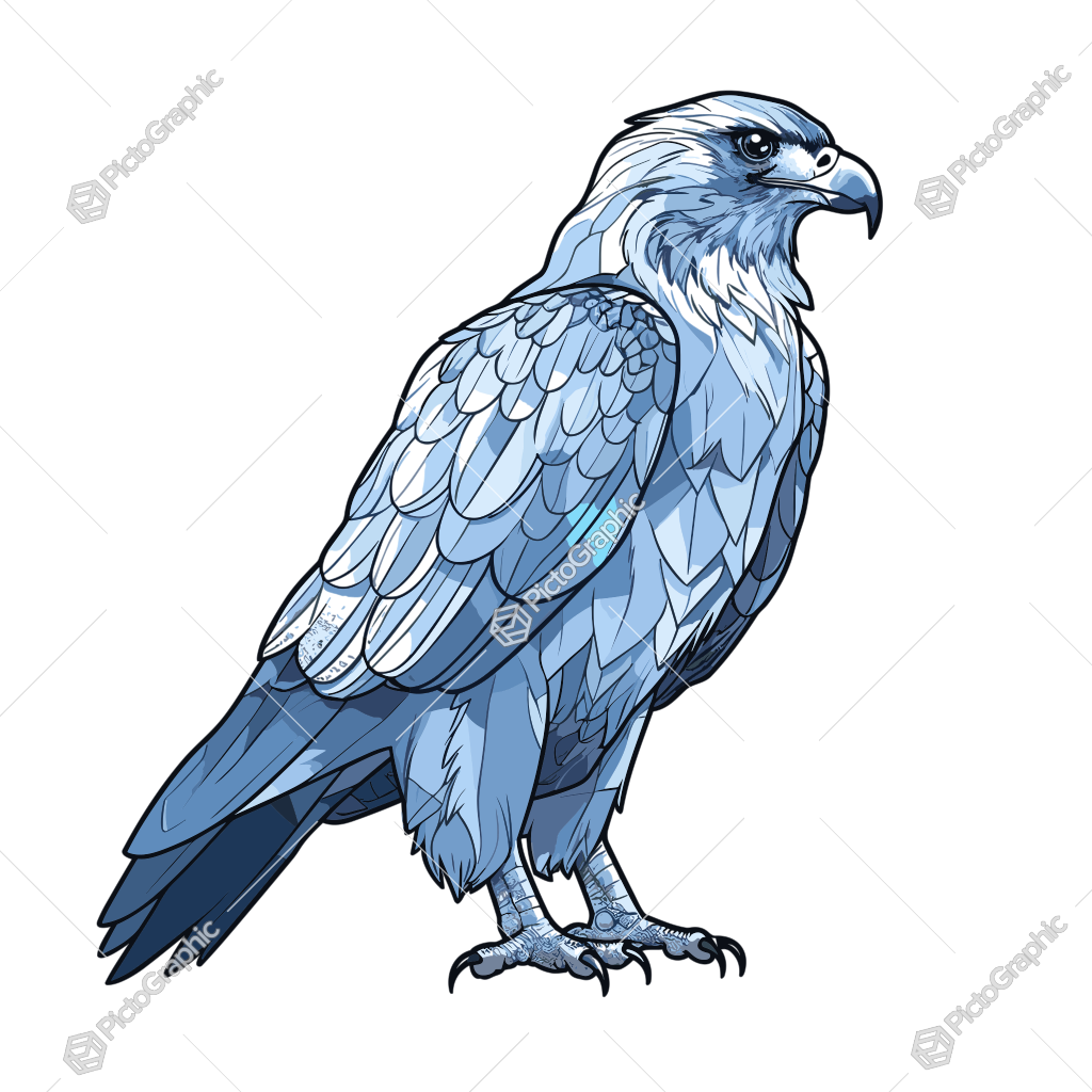 Illustration of a stylized blue eagle.