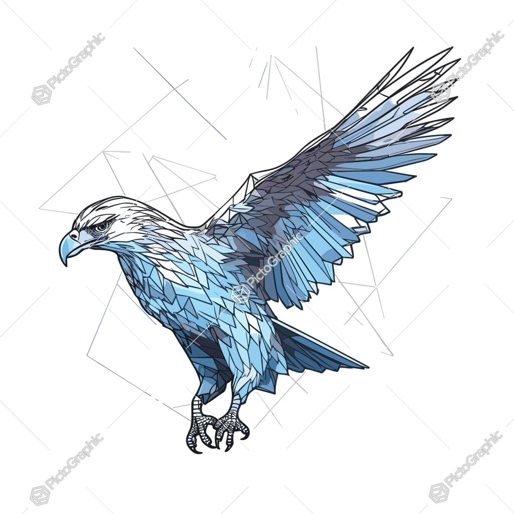 Stylized geometric illustration of an eagle in flight.