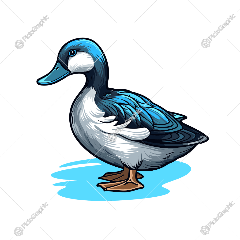 The image is an illustration of a stylized duck.