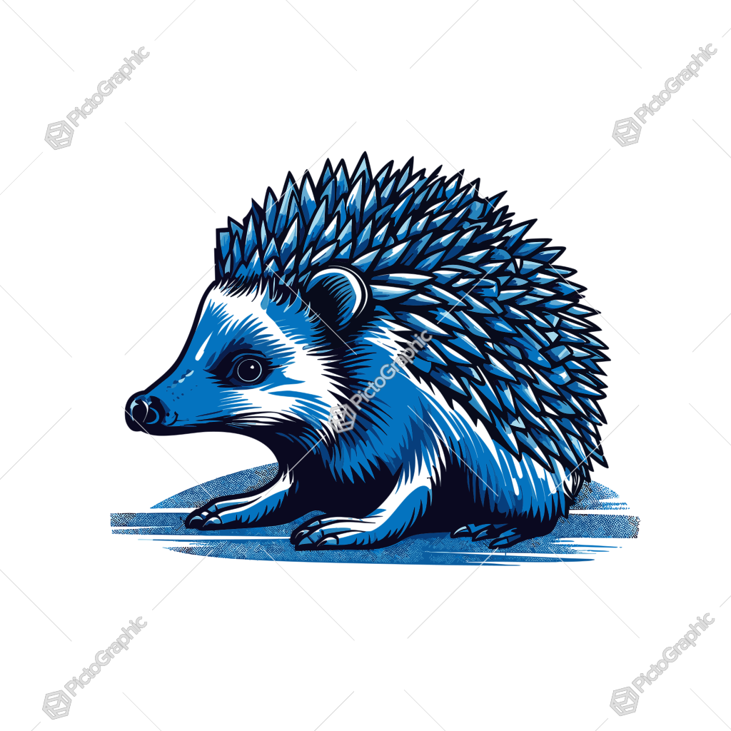 Illustration of a stylized blue hedgehog.