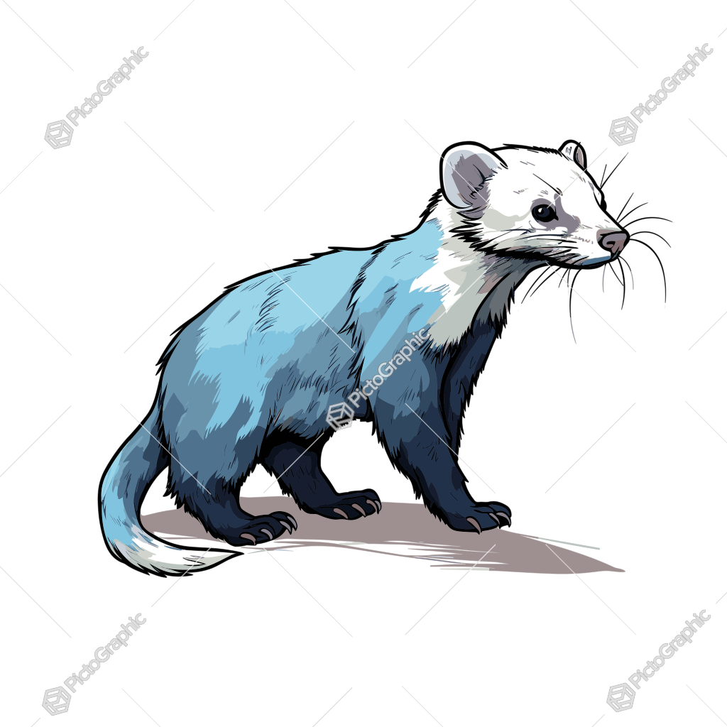 An illustration of a blue ferret.