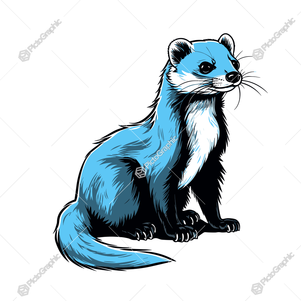 A stylized blue ferret illustration.