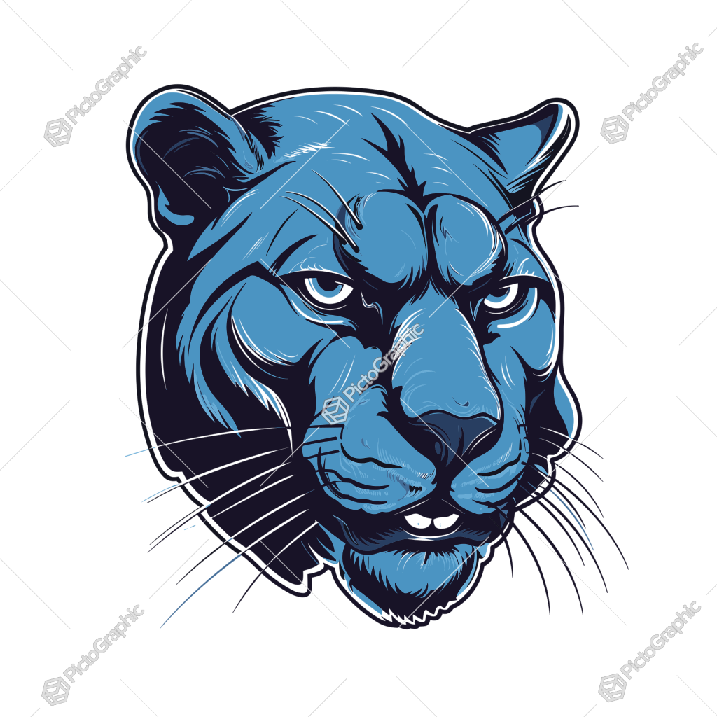 A fierce blue tiger illustration.