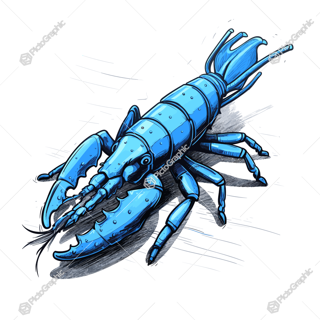 This is an illustration of a blue lobster.