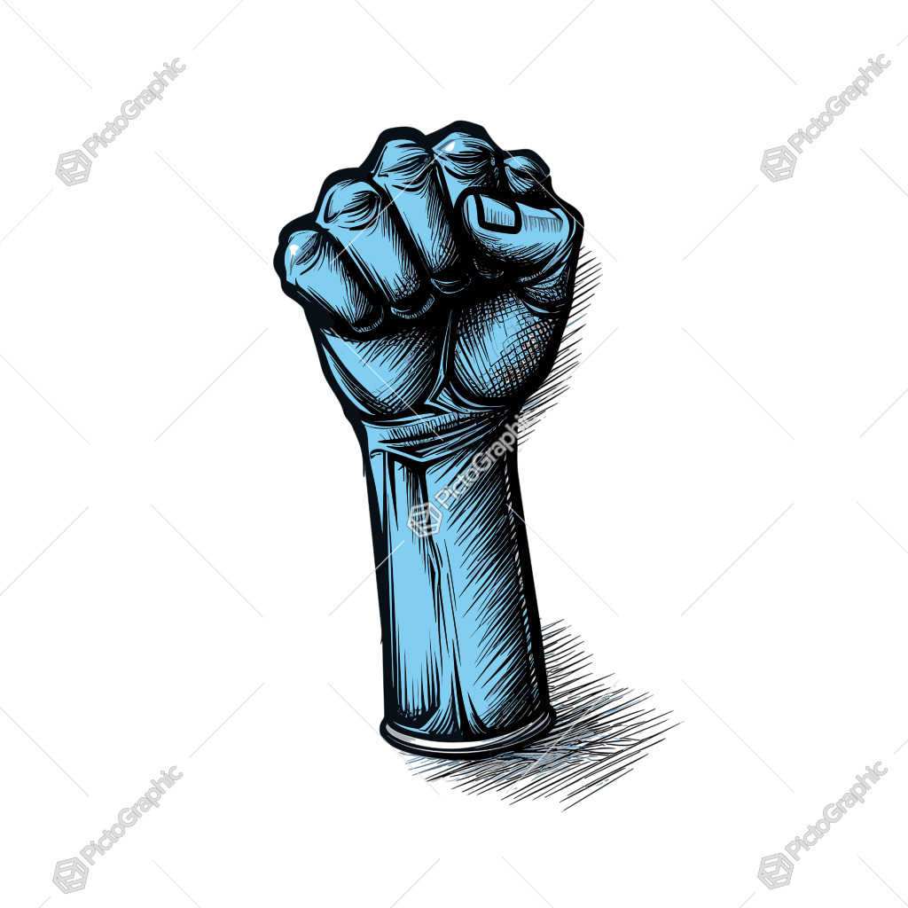 A raised blue clenched fist.