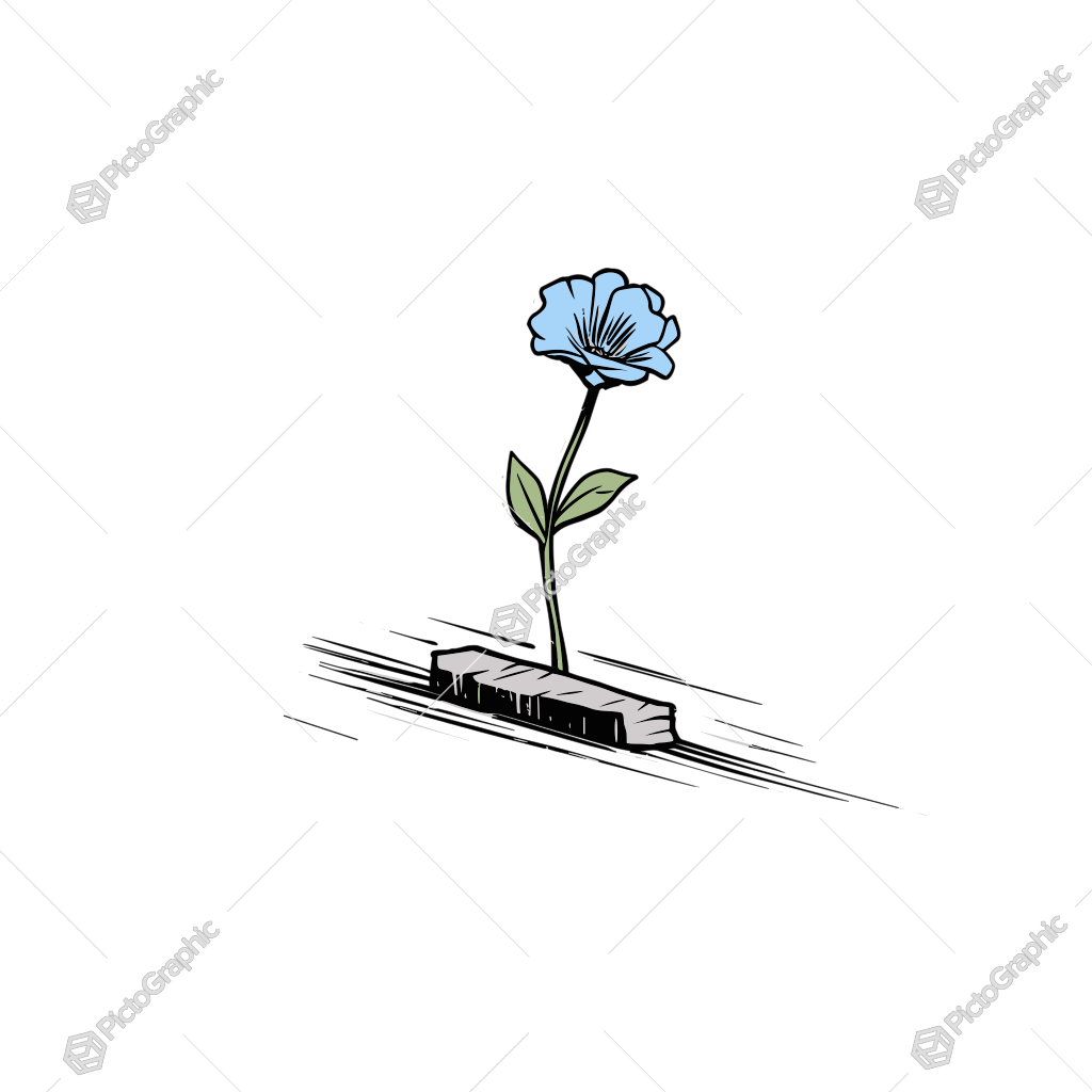 A flower growing from a piano keyboard.
