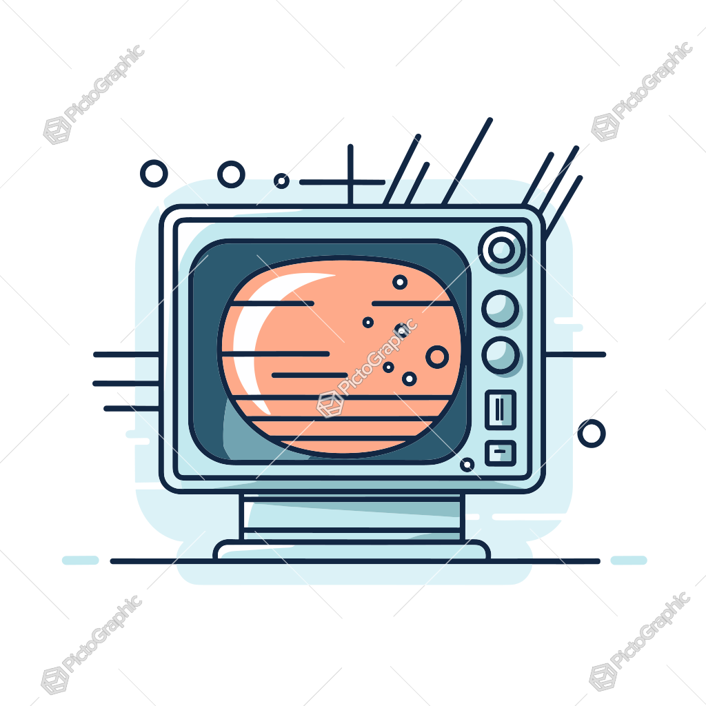 Illustration of a retro television displaying a picture of a planet.