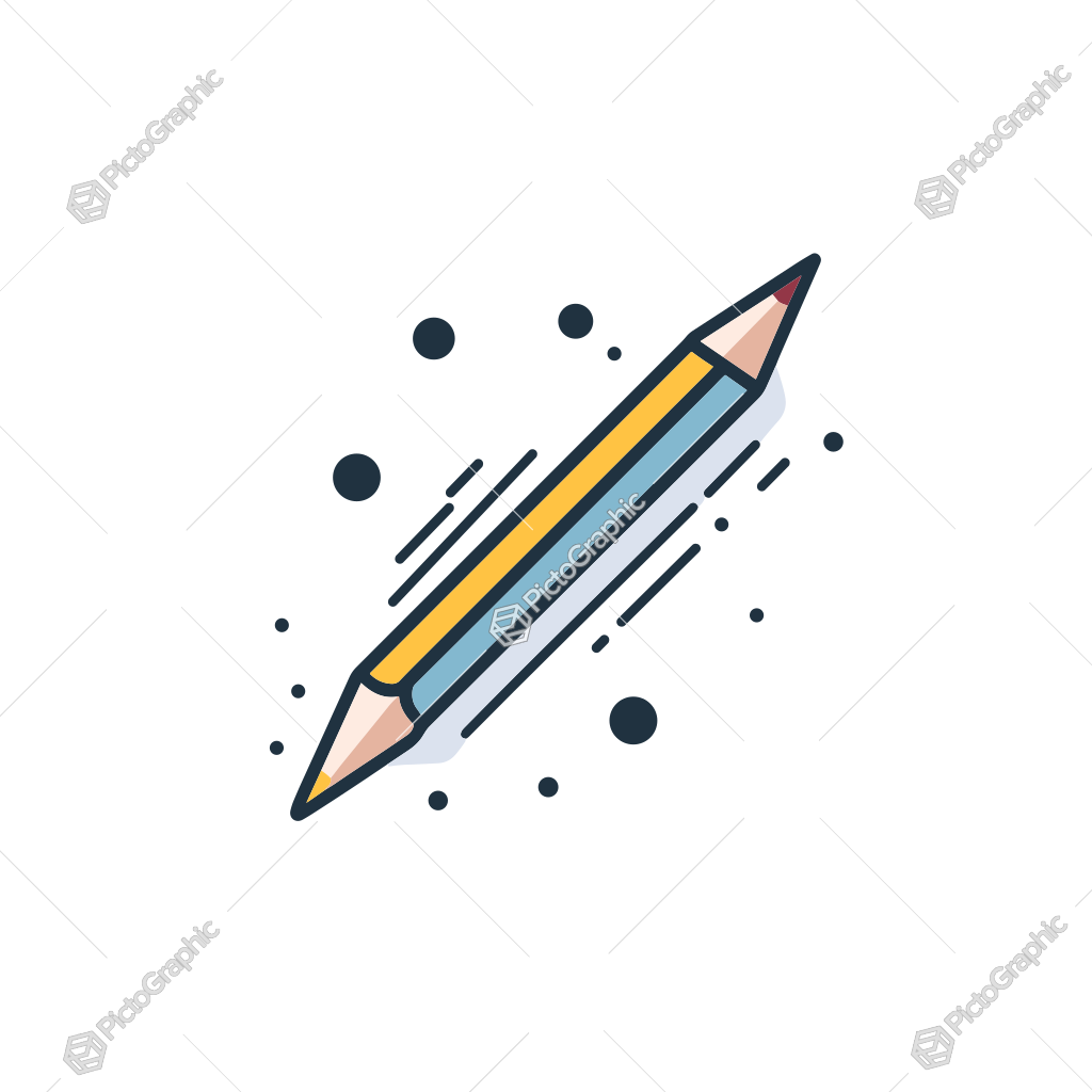 An illustrated pencil in motion.