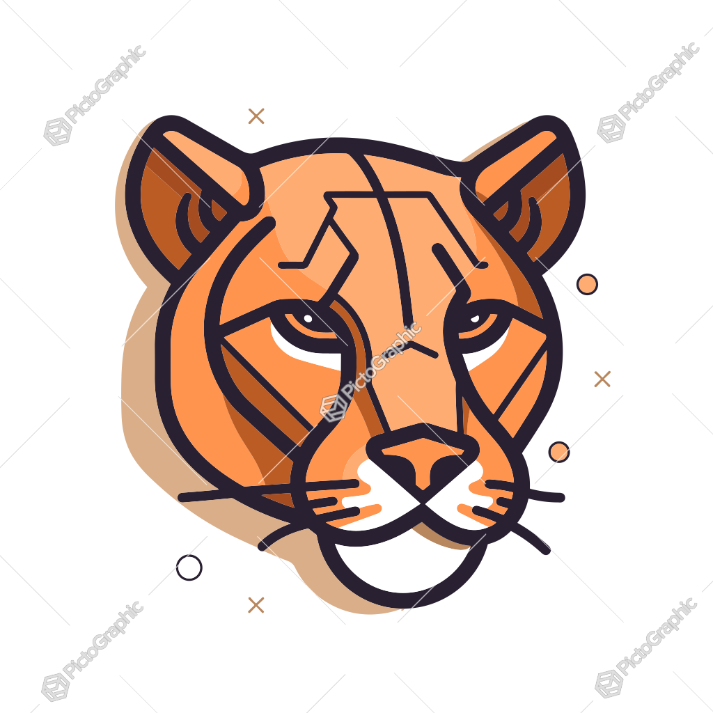 A geometric illustration of a tiger's face.