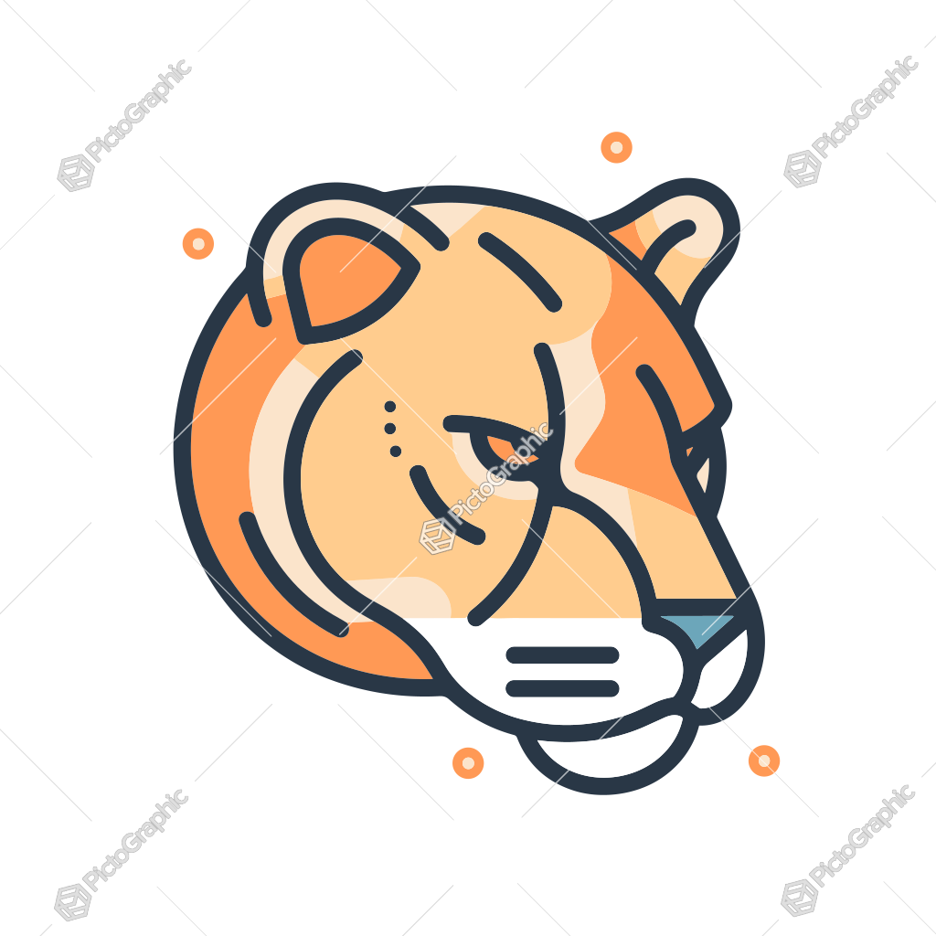 A stylized illustration of a tiger's head.