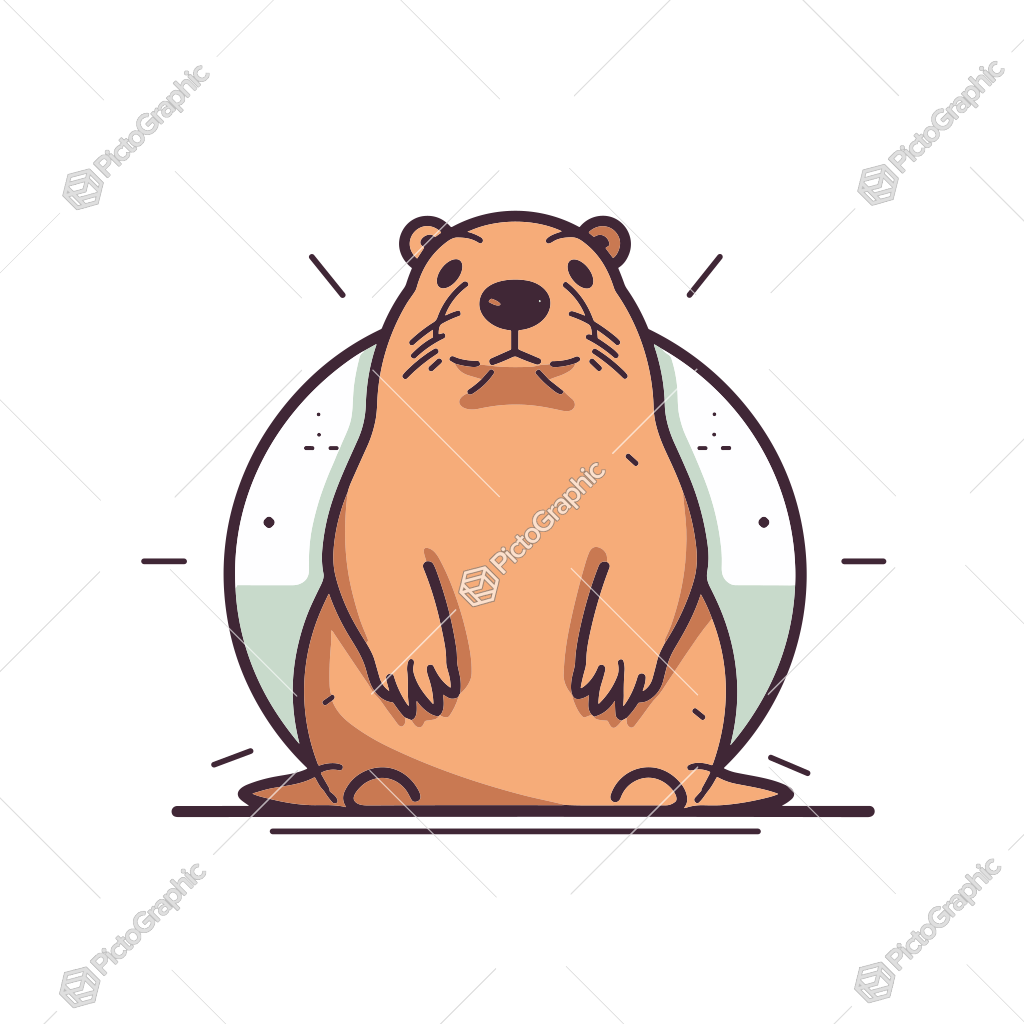 A cartoon illustration of a beaver sitting upright.