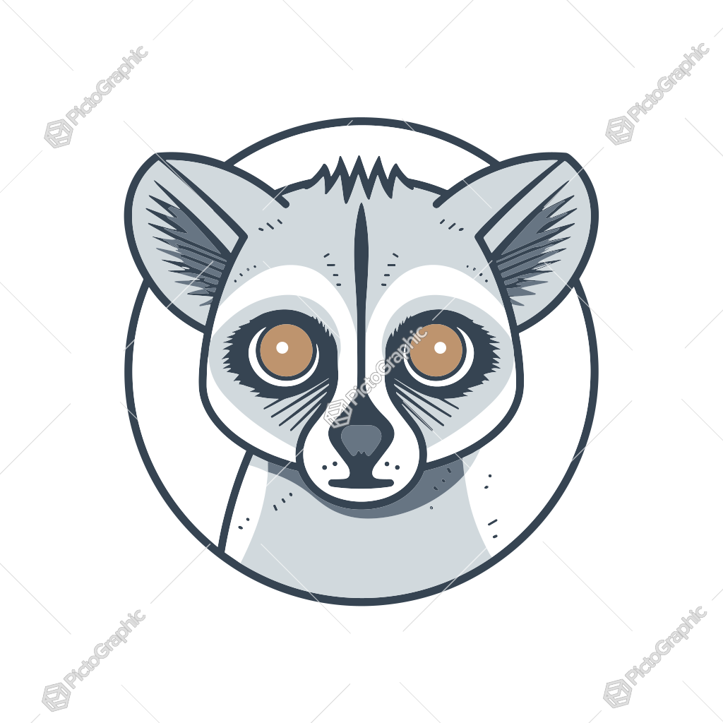 A stylized lemur face illustration.