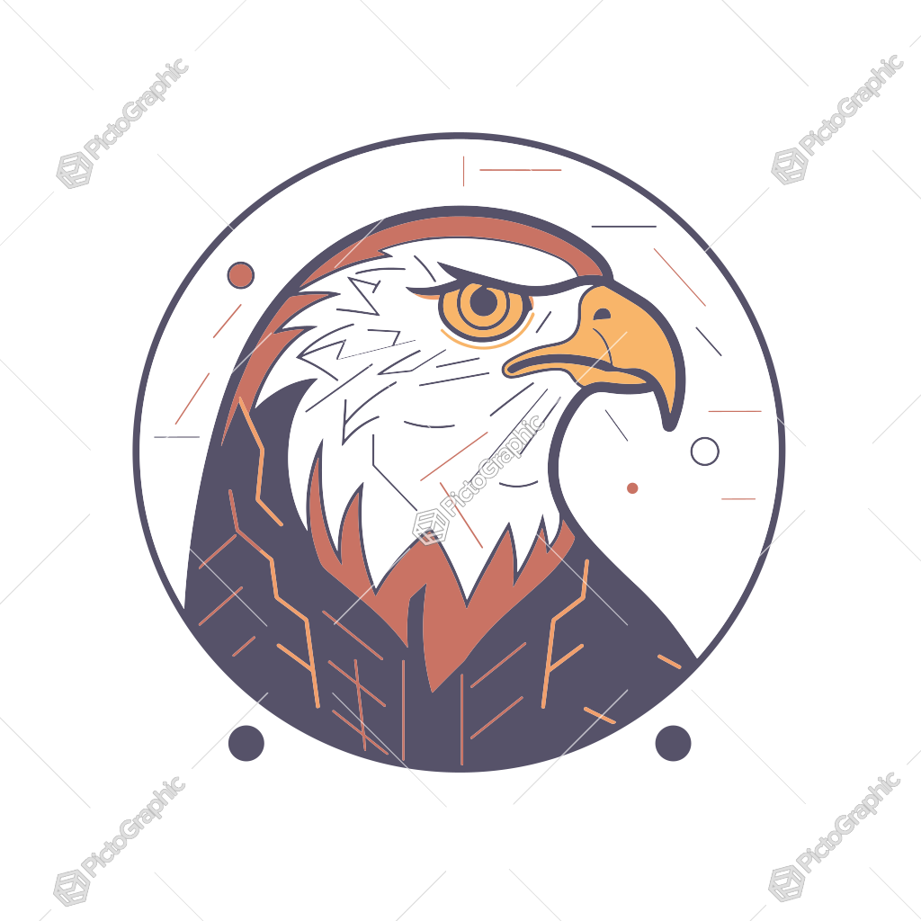 A stylized illustration of an eagle head.