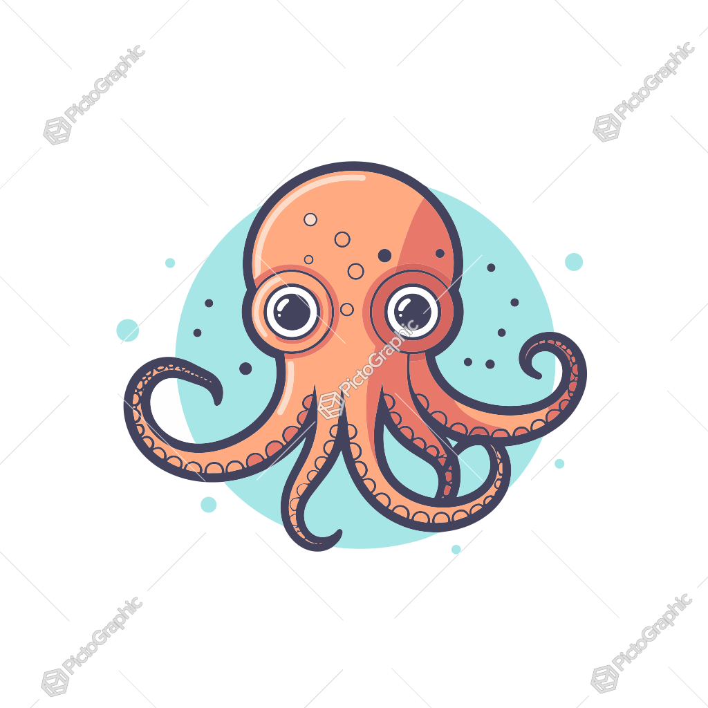 Illustration of a cute cartoon octopus.