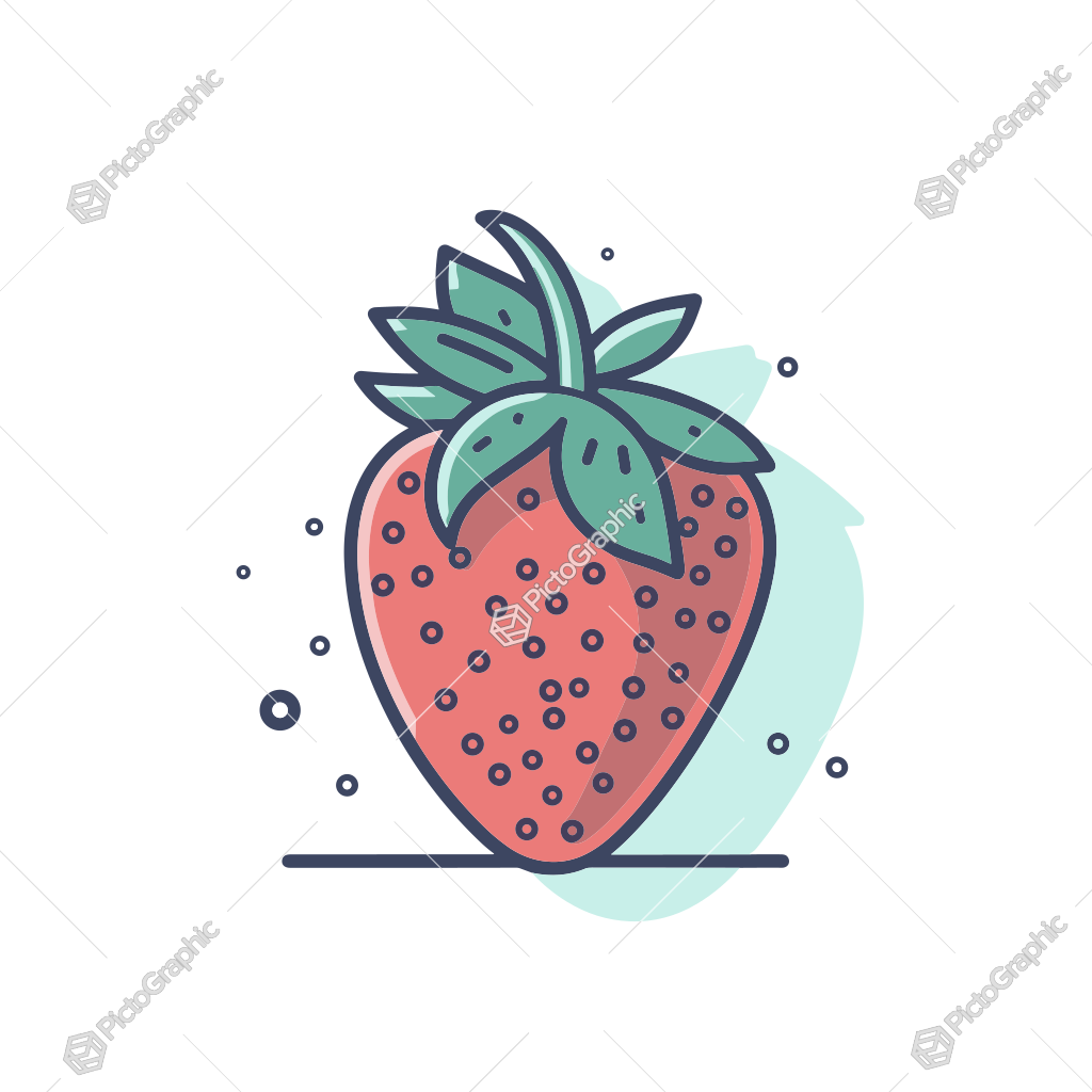 Stylized digital illustration of a strawberry