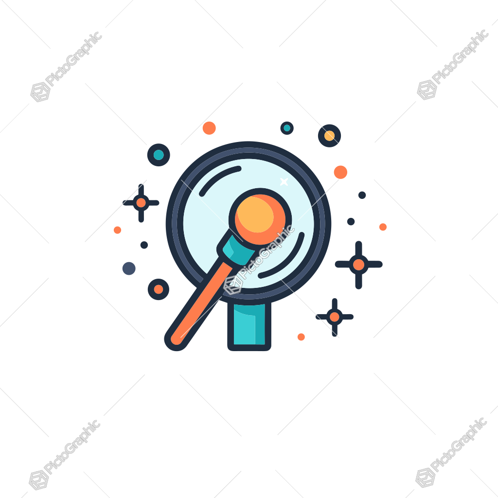 A modern, colorful illustration of a magnifying glass.