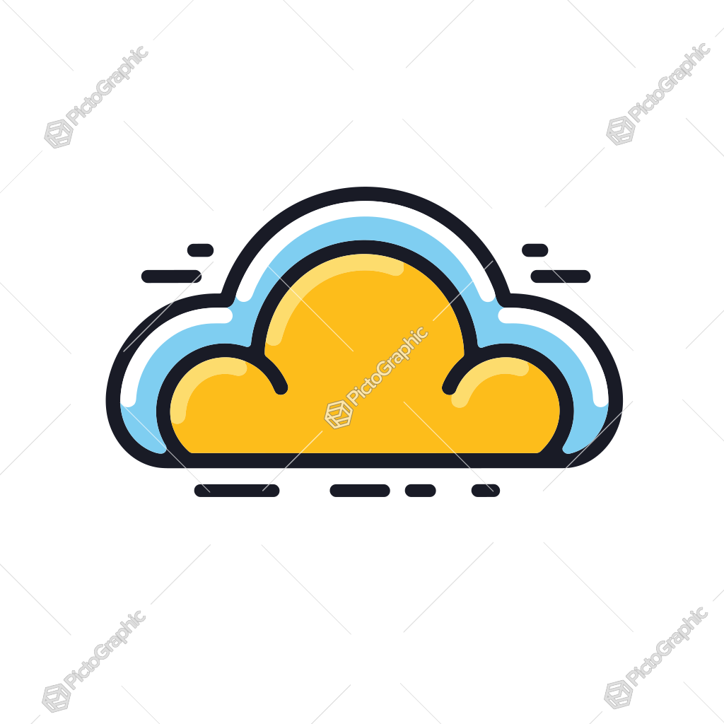 This is an illustration of a glowing yellow cloud with a blue outline.