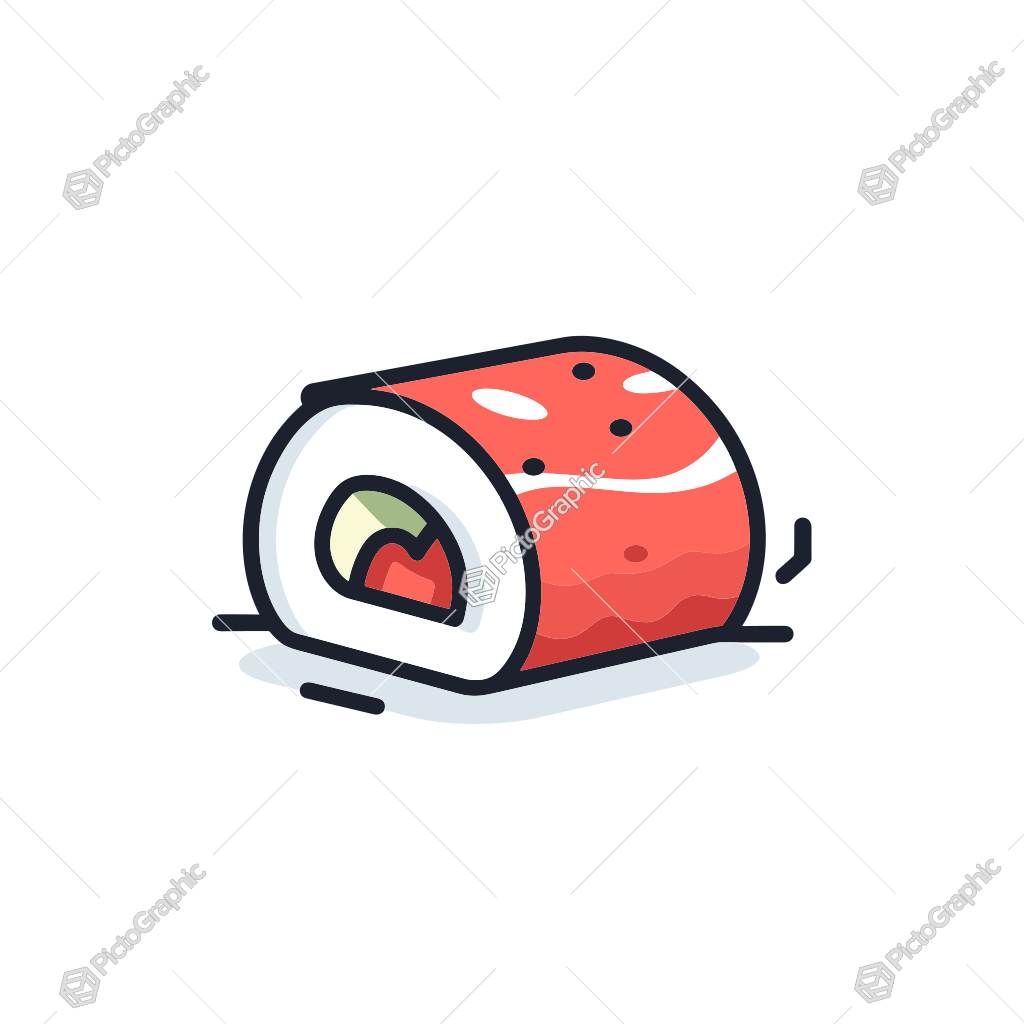 Illustration of a cartoon sushi roll.