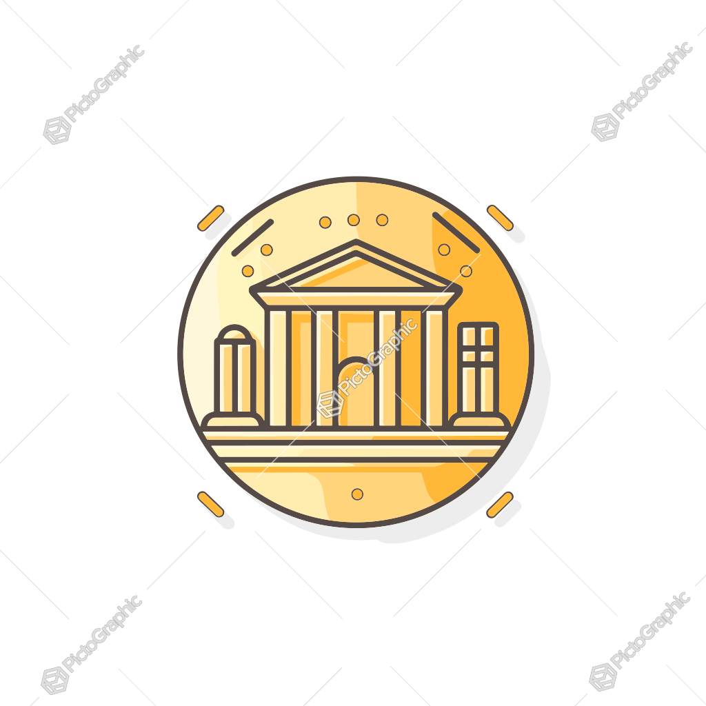 It is an artistic icon or badge of a classical building, resembling a government institution or museum.