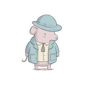 It's an illustrated mouse dressed as a detective.