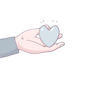 A hand holding a heart.