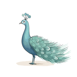 This is an artistic illustration of a whimsical peacock.
