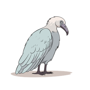 The image contains an illustration of a pale blue feathered bird.