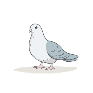 The image is a cartoon of a pigeon.
