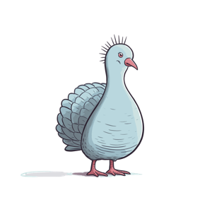 An illustration combining features of a pigeon and a peacock.