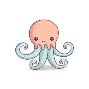 A cartoon octopus with a cute expression.