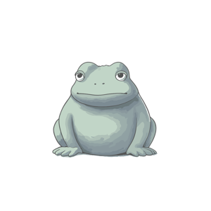 A drawing of a thoughtful-looking frog.