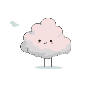 A cute, smiling cloud character with legs.