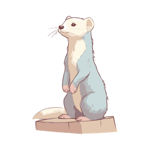 This is an illustration of a ferret standing upright on a platform.