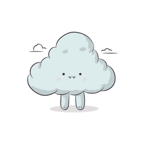 This image is a cartoon of a smiling cloud with legs.