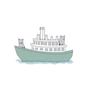 Illustration of a boat carrying animals.