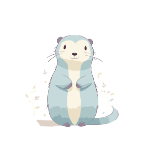 A cute illustrated otter standing upright against a simple background.