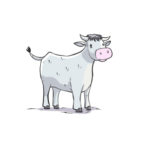 It's a cartoon drawing of a cow.