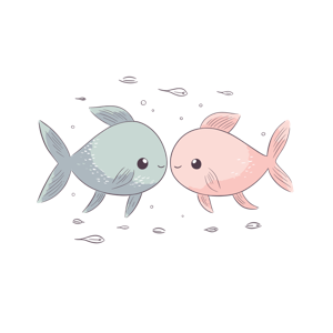 The image shows two cartoon fish facing one another.