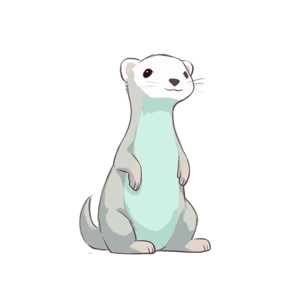 A cute, standing ferret illustrated in a cartoonish style.