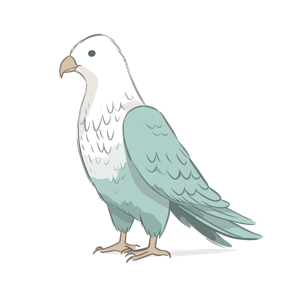 An illustrated bird with a pigeon's body and an eagle-like head.