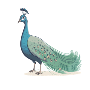 Illustration of a peacock.