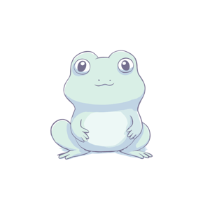 A cartoon illustration of a cute frog.