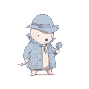 A cartoon hedgehog detective with a magnifying glass.