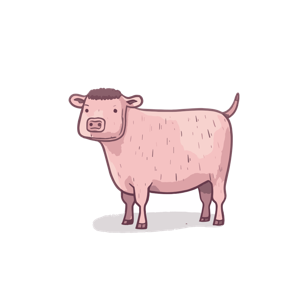 Illustration of a cartoonish cow.
