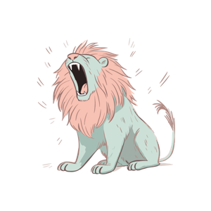 An animated lion roaring.