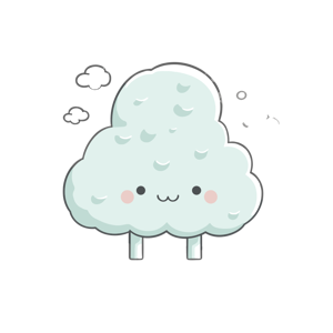 A cute, personified cloud cartoon.