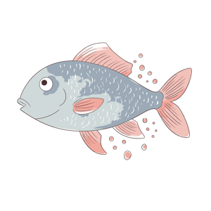 Illustration of a fish with bubbles.